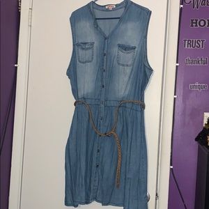 Plus Size Jean Dress W/ Belt